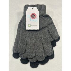 NEW time and tru womens 2 pairs winter gloves black & grey